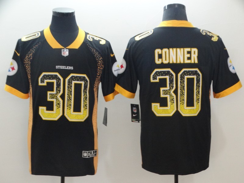 Men's Pittsburgh Steelers #30 James Conner Black Authentic Jersey